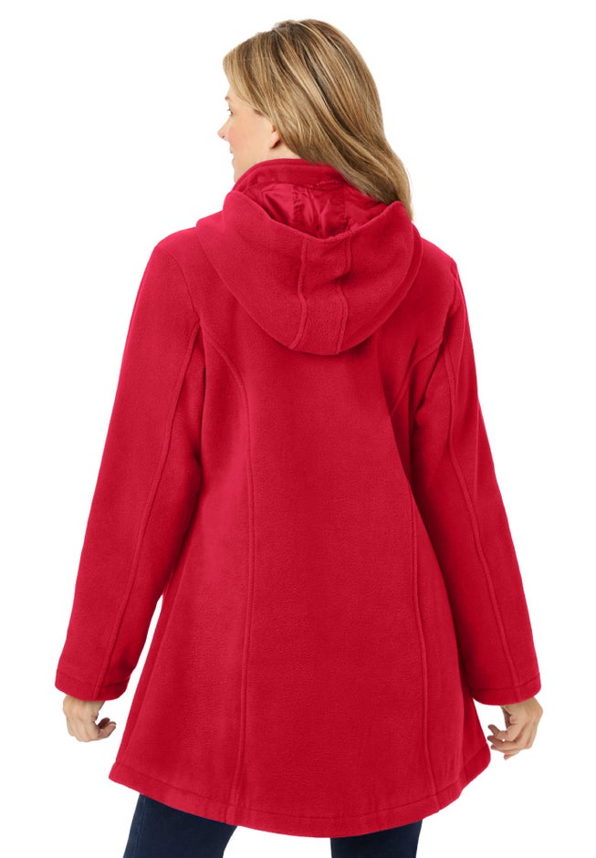 Hooded A-Line Fleece Coat image number 1