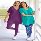 Stretch-Cotton Knit Pull-On Leggings image number null