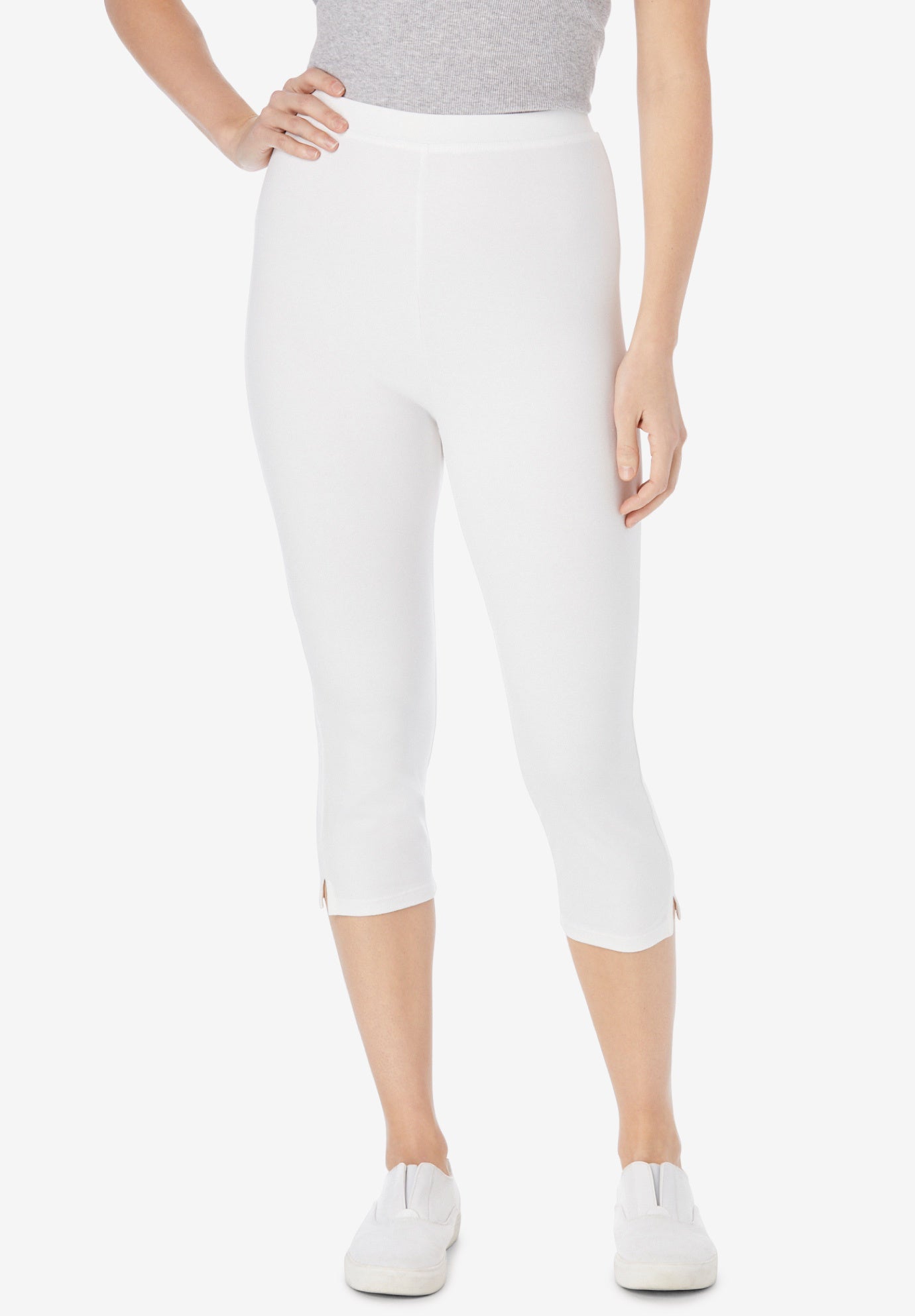 Stretch-Cotton Knit Pull-On Capri Leggings image number 1