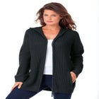 Plus Size Waffle Knit Zip Hoodie image number null