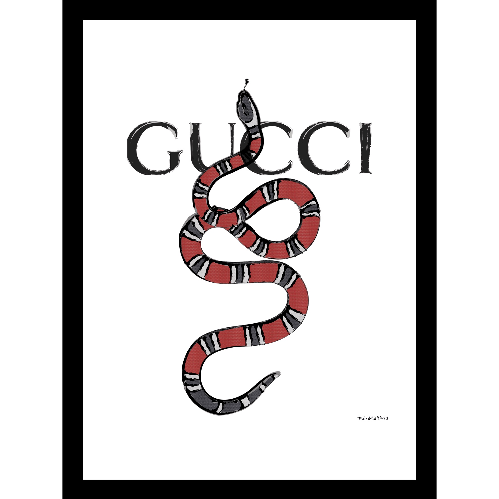 Gucci Snake Red/Black 14 x 18 Framed Print