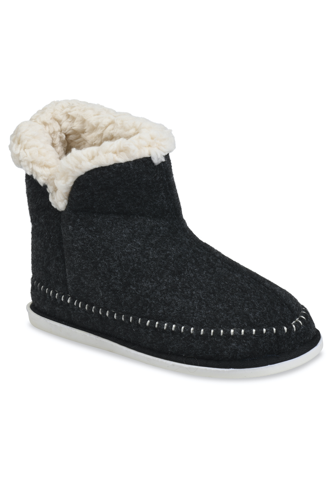 Faux Fur Wool Moccasin Slipper Boot, 