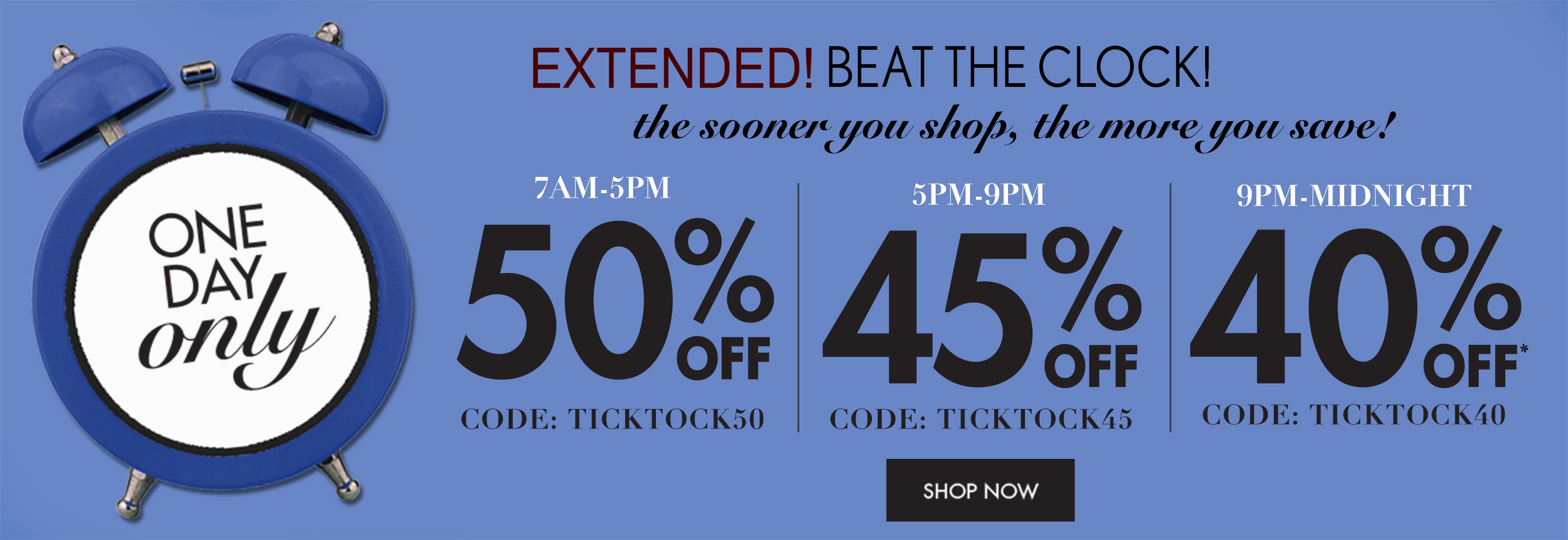 Shop early save big! Today only! 50% off. Code: GRAB50 - shop now